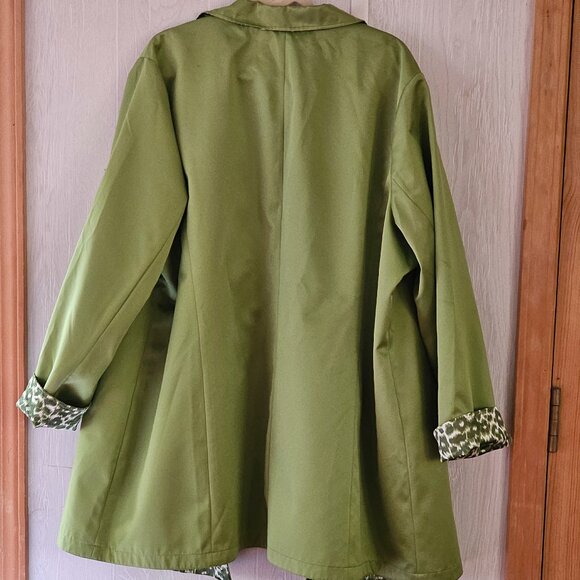 Dennis Basso Reversible Green/Leopard Print, Size 3X - Picture 2 of 5